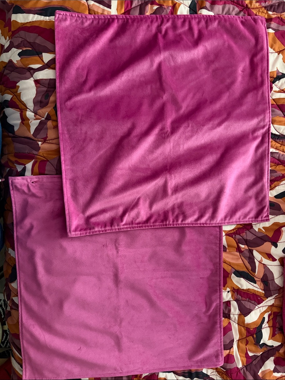 Set of 2 Hot Pink Velvet Throw Pillow Covers 18” x 18” - Picture 5 of 8